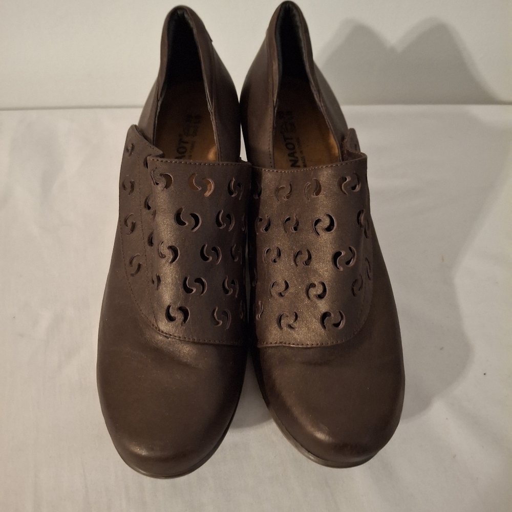 Naot Brown/bronze Leather Clogs with Perforated Design